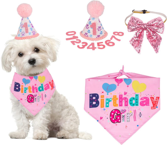 Dog Birthday Party Supplies Boy Girl Dog Birthday Hat With Numbers Dog Puppy Birthday Bandana Hat Bow Puppy Birthday Hat