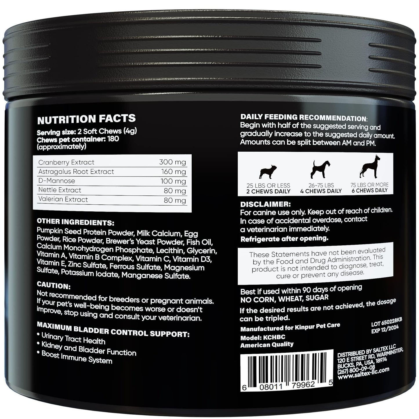 Cranberry Chews for Dogs - Urinary Tract Support 180ct