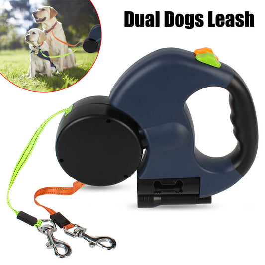 Retractable Dog Leash For Small Dogs Reflective Dual Pet Leash Lead 360 Swivel No Double Dog Walking Leash With Lights Pet Products 1