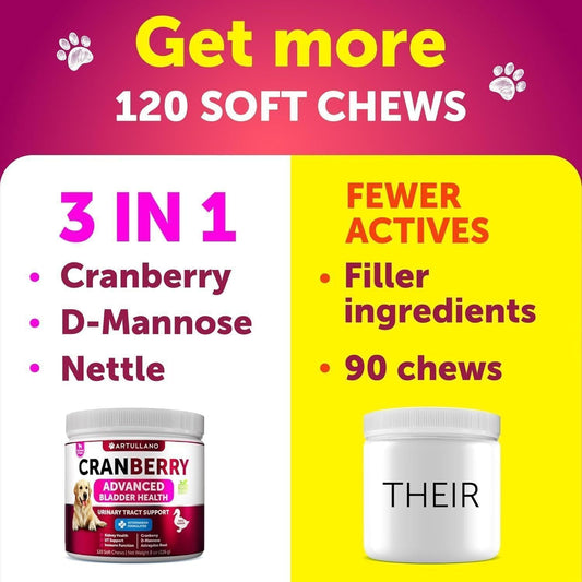 Dog Uti Treatment 240 Chews 2 Pack Cranberry Bladder Kidney Support