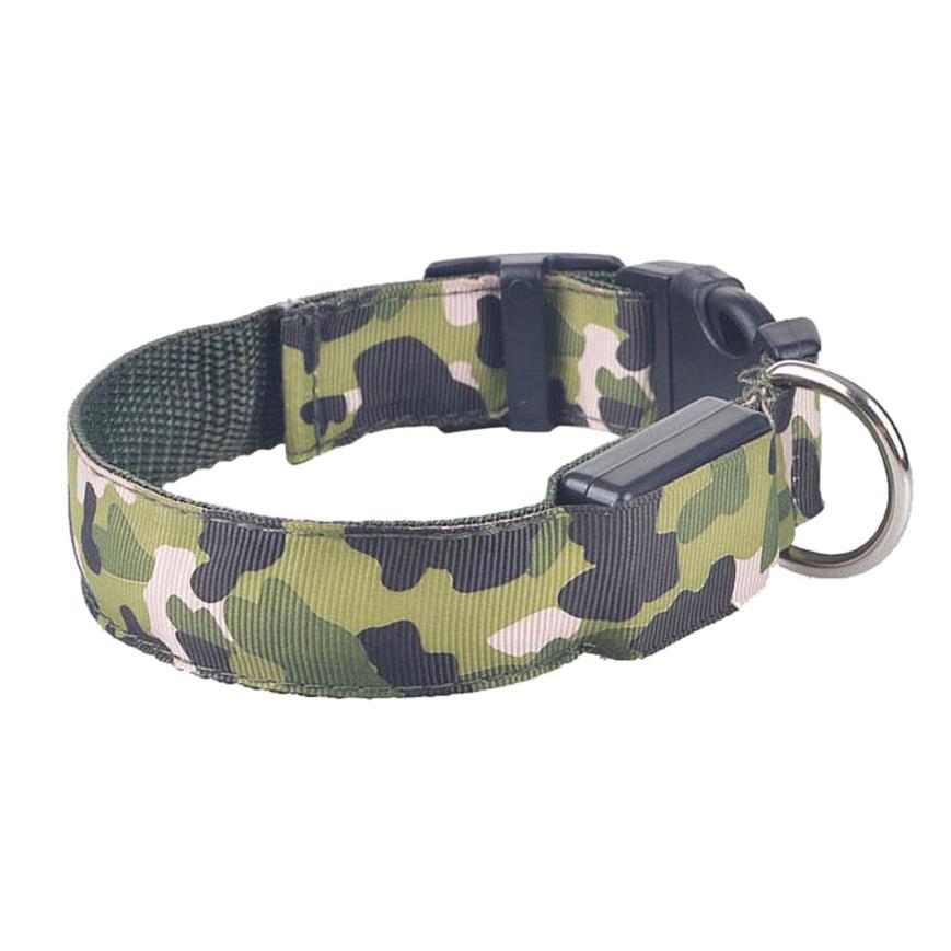 Dog Collar Camouflage LED Glowing Light-Up Night Safety Band - Detail Angle 7 | Majestic Pet Kingdom