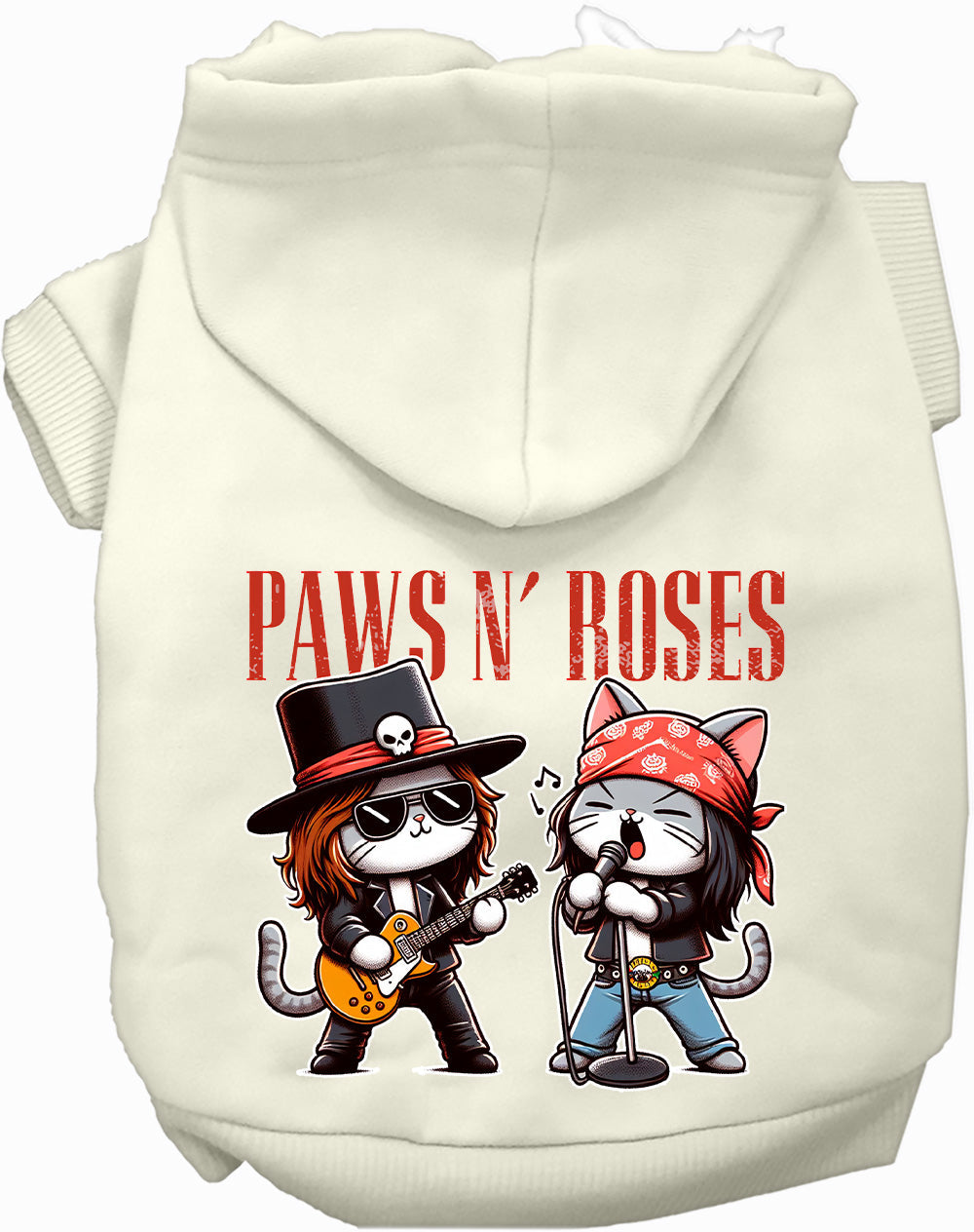 Dog Hoodie Paws N Roses Rock Music Band Parody Pet