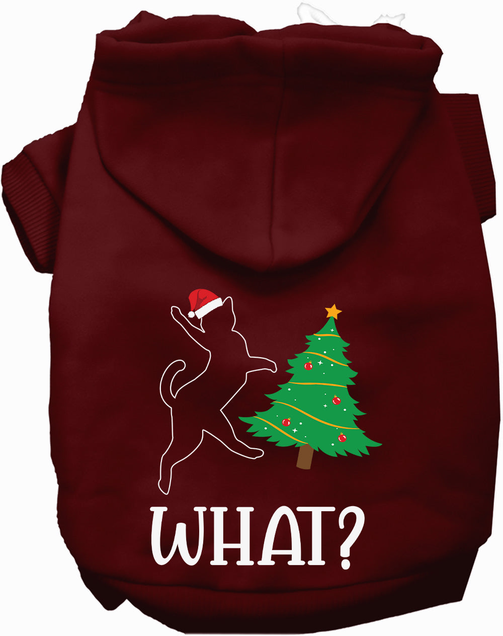 Dog Hoodie Kitty What Christmas Tree Funny Holiday Sweatshirt - Detail Angle 6 | Majestic Pet Kingdom