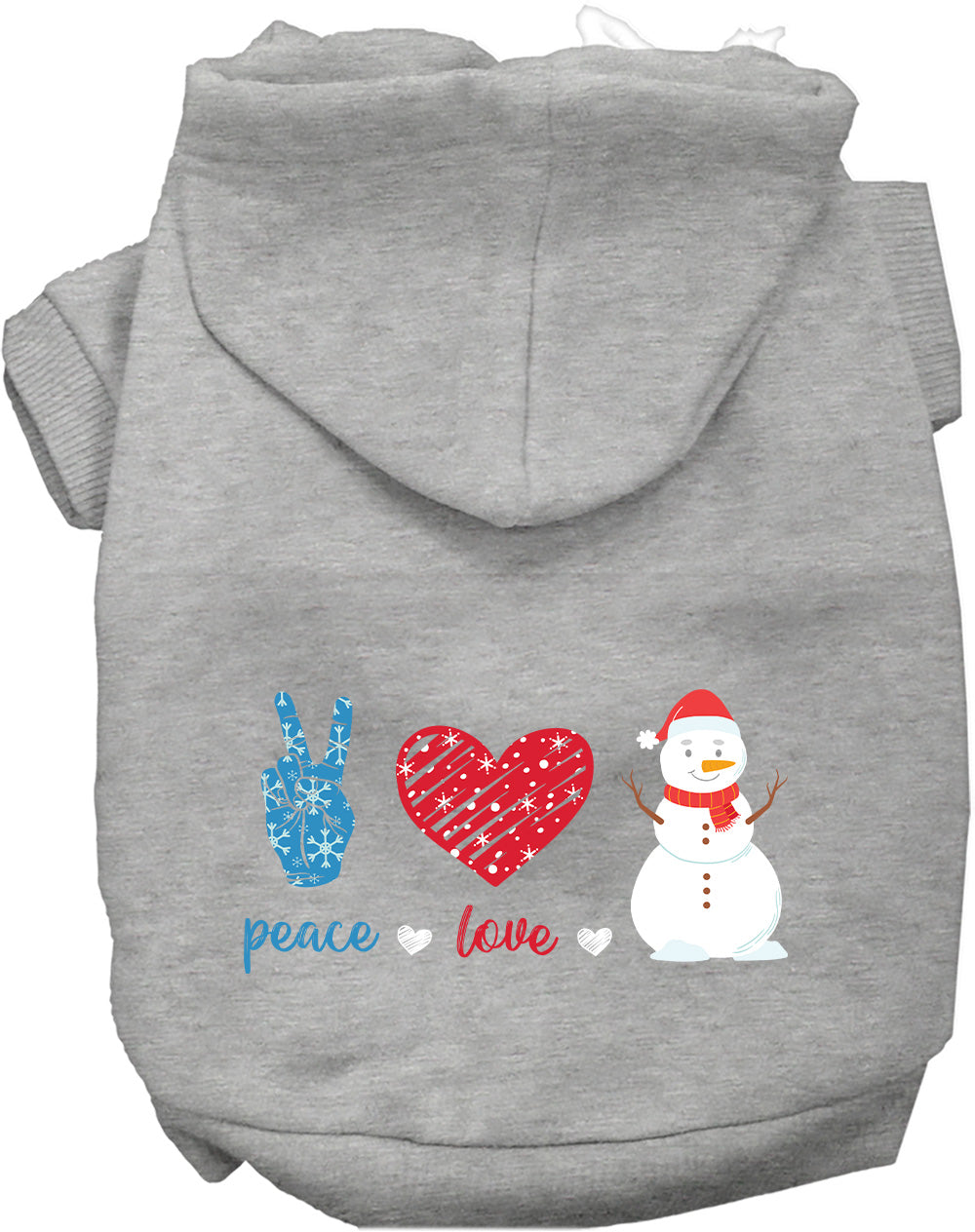 Dog Hoodie Peace Love and Snow Winter Holiday Warm