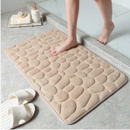 Cobblestone Embossed Bathroom Bath Mat Non-slip Carpets In W