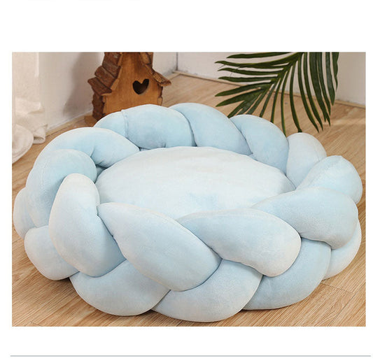 Pet kennel Fried Dough Twists dog kennel filling yarn cat kennel round universal mat detachable cat kennel dog kennel | Purrfect Pet Kingdom