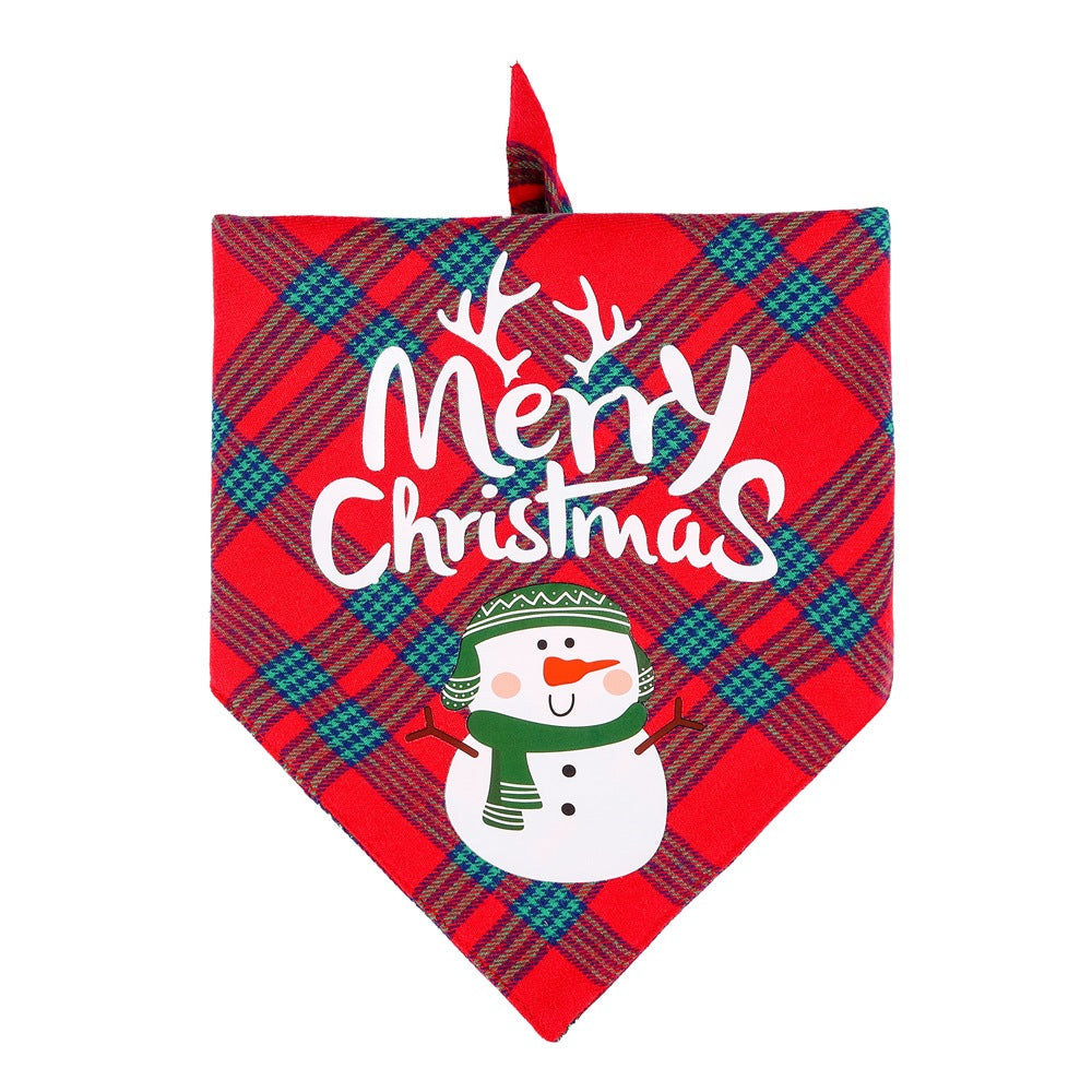 Dog Bandana Christmas Holiday Festive Plaid Triangle Scarf - Detail Angle 7 | Majestic Pet Kingdom
