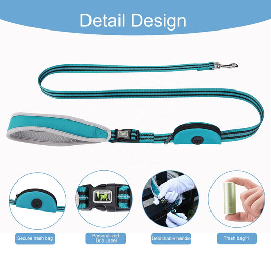 Padded Dog Leash: Heavy Duty Lead with Bag Holder | Purrfect Pet Kingdom