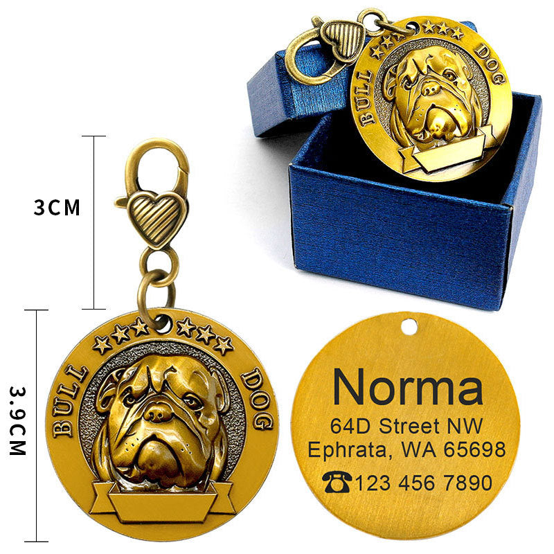 Dog ID Tag Custom Engraved Metal Anti-Lost Collar Nameplate - Detail Angle 7 | Majestic Pet Kingdom