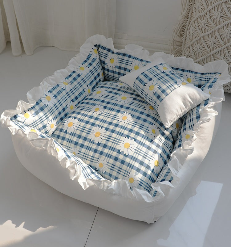 Dog Bed Princess Sofa Crown Lace Trimmed Soft Sleeping Lounge - Detail Angle 7 | Majestic Pet Kingdom