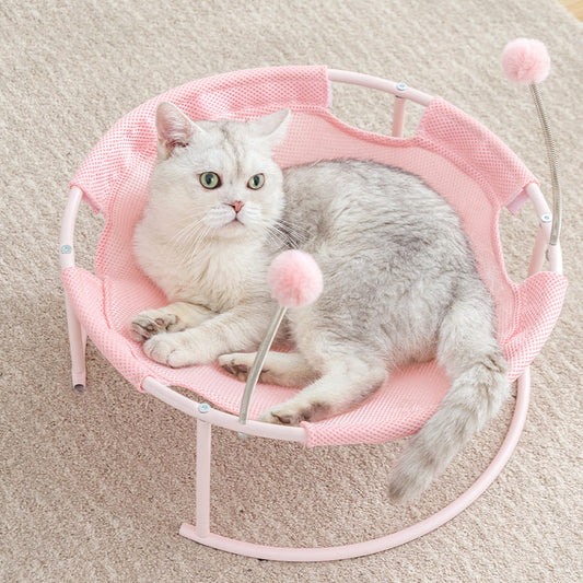 Cat Bed Soft Plush Cave House Elevated Hammock Mattress Pad