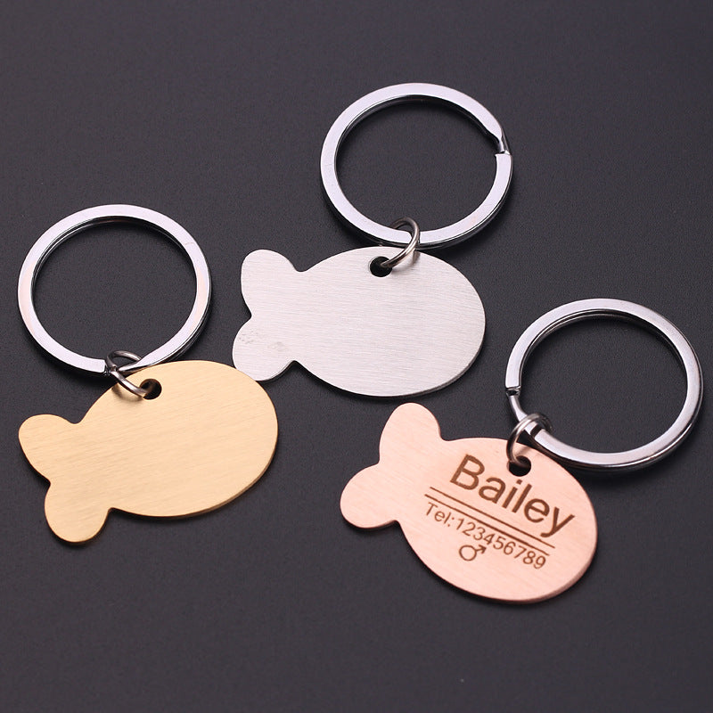 Dog ID Tag Personalized Engraved Bone Shape Metal Pendant