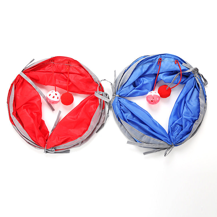 Cat Tunnel Bed Collapsible Crinkle Play Tube with Tent House - Detail Angle 4 | Majestic Pet Kingdom