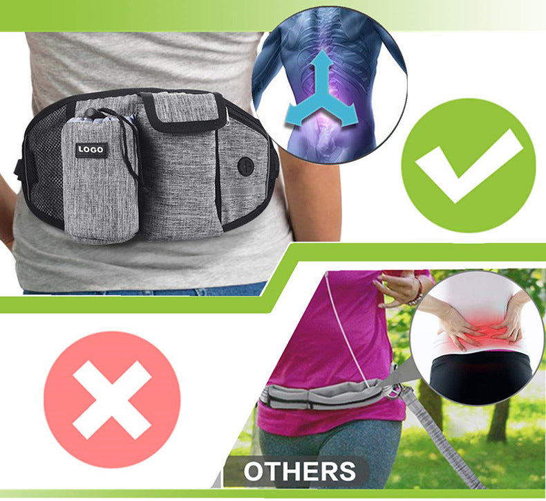 Dog Leash Hands-Free Running Waist Belt with Treat Pouch Set
