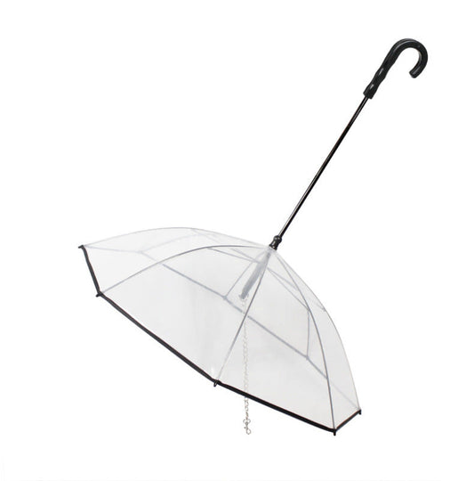 Transparent Pet Umbrella with Built-In Dog Leash Set
