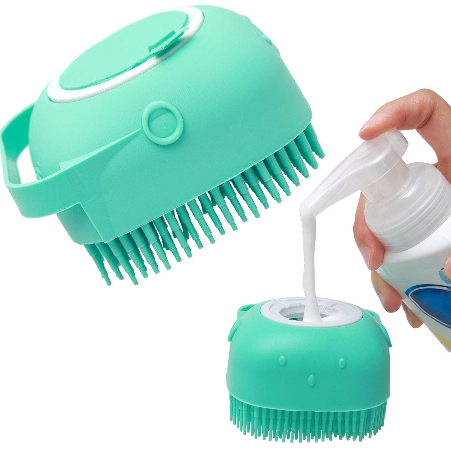 Dog Bath Brush Silicone Scrub Massage Dispenser Grooming