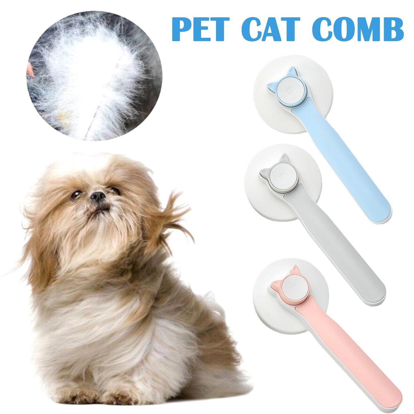 Dog Slicker Brush Self-Cleaning Deshedding Grooming Comb Too