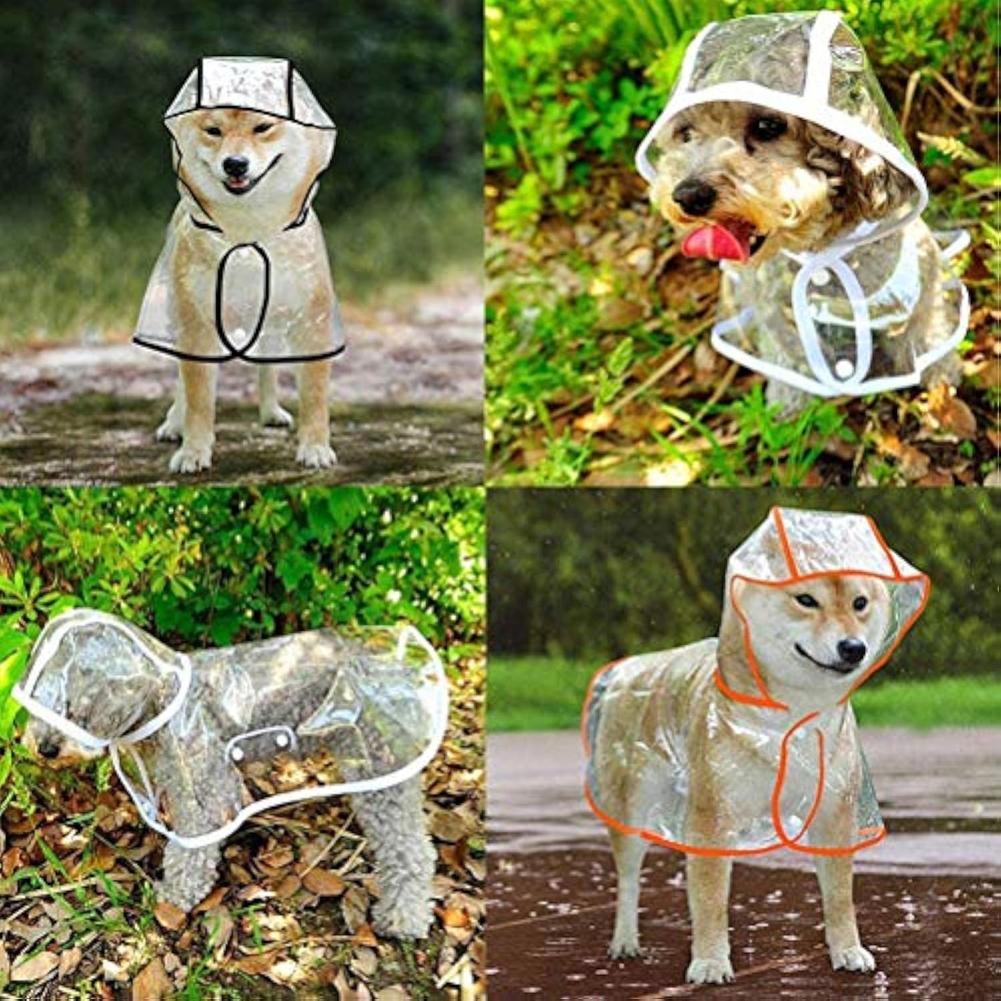 Dog Raincoat Clear Waterproof Hooded Jacket Small Medium