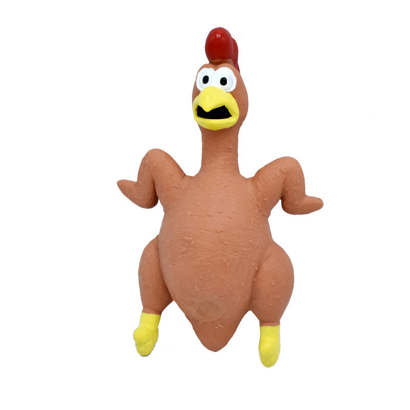 Dog Toy Screaming Chicken Squeaky Natural Latex Fetch Chewer - Detail Angle 7 | Majestic Pet Kingdom