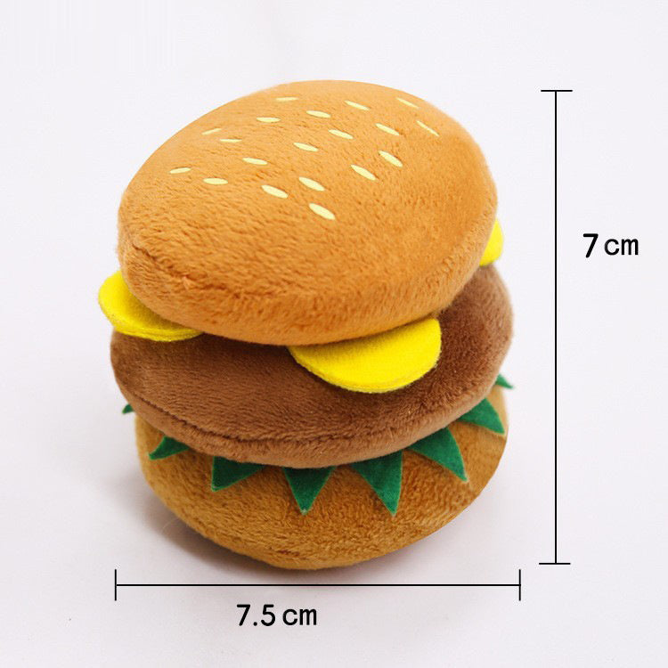 Cat Toys Fast Food Burger and French Fries Squeaky Plush Set 2pk - Detail Angle 5 | Majestic Pet Kingdom