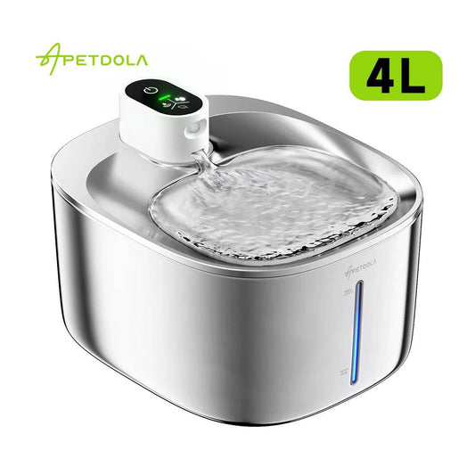 4L Wireless Cat Water Fountain - Auto Sensor Pet Drinking Fountain with Battery | Stainless Steel Cordless Water Dispenser for Dogs & Cats - Majestic Pet Kingdom