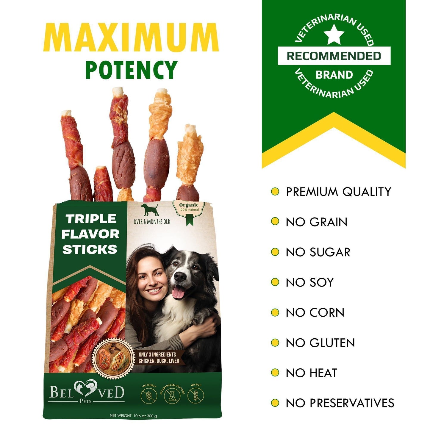 Dog Chews Duck and Chicken Wrapped Rawhide Dental Chews 8oz - Detail Angle 7 | Majestic Pet Kingdom