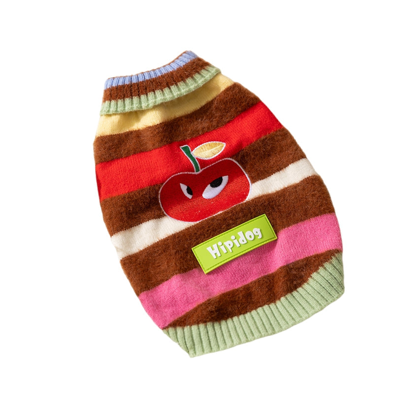 Pet Clothing, Corgi Special Rainbow Apple Striped Autumn And Winter Warm Medium-sized Dog Pullover Sweater, Dog Clothing - Majestic Pet Kingdom