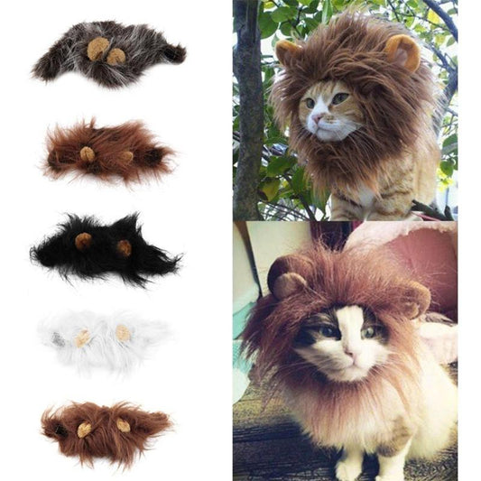 Dog Costume Lion Mane Wig with Ears Cute Party Headwear Scarf