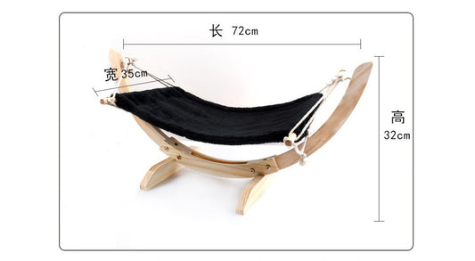 Cat Hammock Solid Wood Elevated Frame Canvas Lounger Bed Mat
