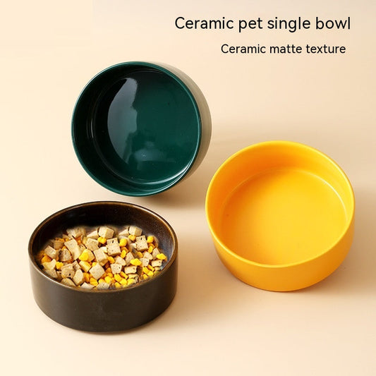 Dog Bowl Ceramic Minimalist Simple Solid Color Food Dish Mat