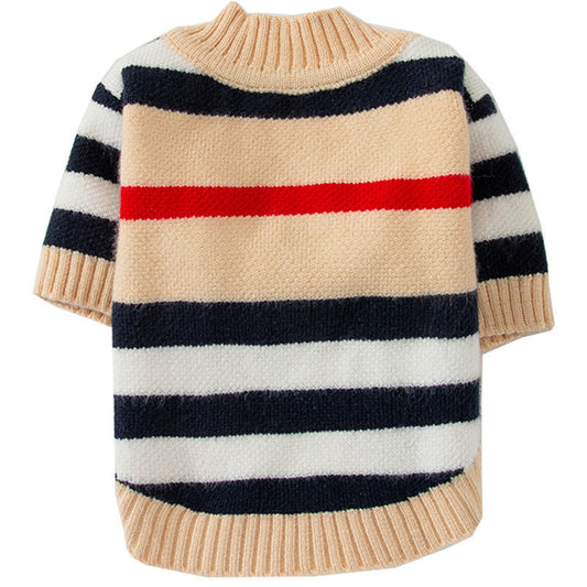 Dog Striped Knitted Sweater Cardigan Clothing - Majestic Pet Kingdom
