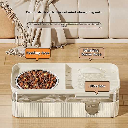Automatic Filtration And Circulation Large-capacity Cat Feeding And Drinking Water Dispenser