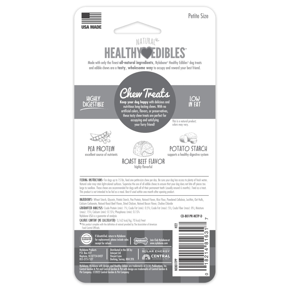 Dog Chews Nylabone Healthy Edibles Roast Beef Chews 3-Pack