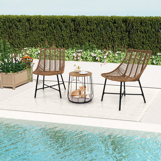 Patio Furniture Set 3-Piece with Built-In Pet Dog House Bed - Detail Angle 2 | Majestic Pet Kingdom