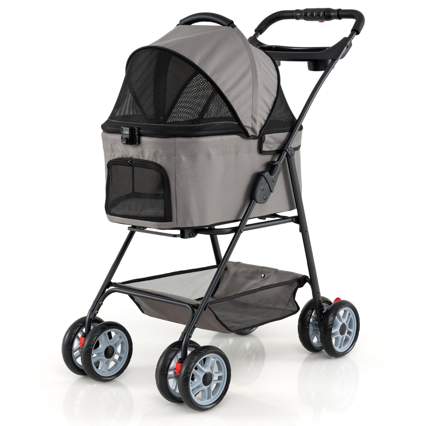 3 in 1 Pet Stroller with Removable Carrier up to 33 lbs-Gray