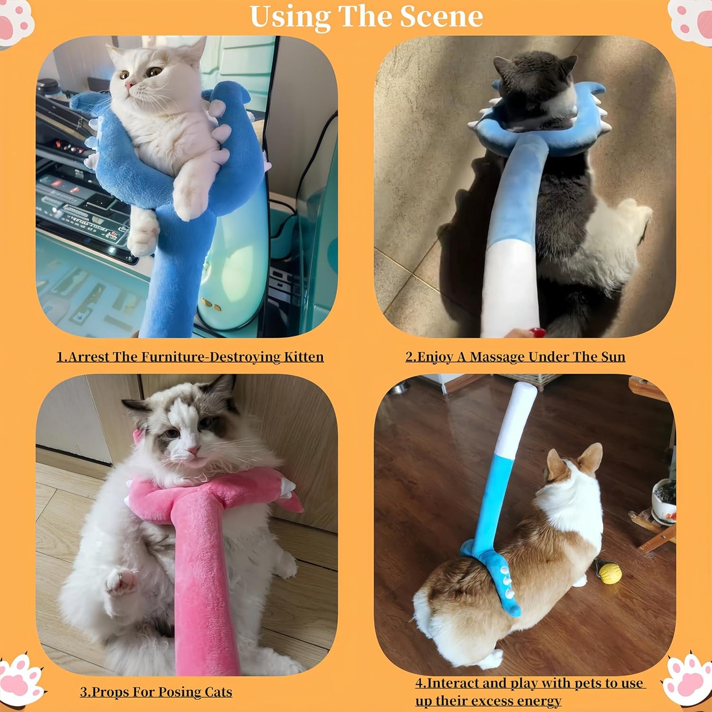 Cat Toy Plush Ribbon Character Teaser Wand Interactive Stick - Detail Angle 7 | Majestic Pet Kingdom