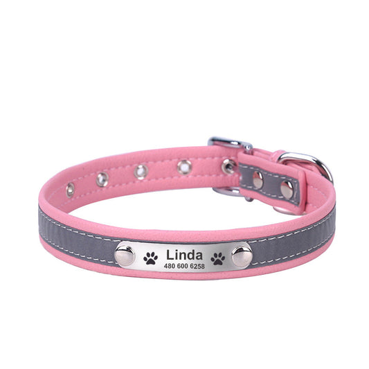 Reflective Lettering Collar Small And Medium Dog Collar Microfiber Soft Cat Collar | Purrfect Pet Kingdom