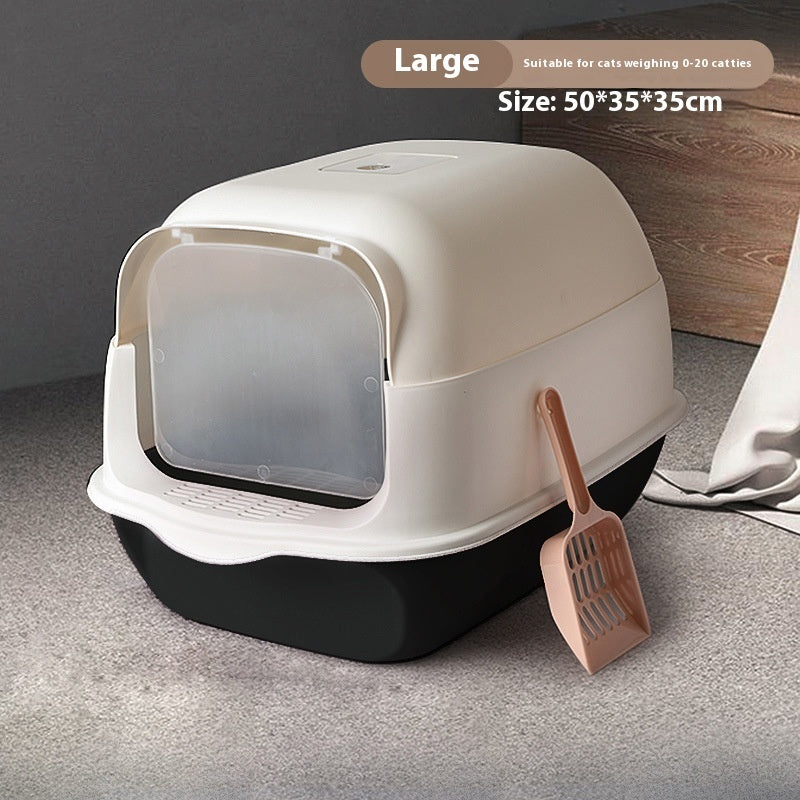 Cat Litter Box Fully Enclosed Hooded Pet Toilet Pan Door Box - Detail Angle 7 | Majestic Pet Kingdom