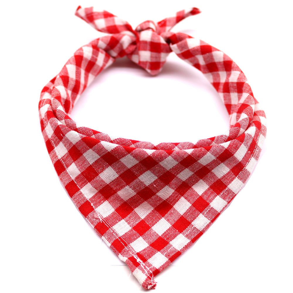 Dog Bandana Classic Plaid Cotton Triangle Saliva Bib Scarf - Detail Angle 7 | Majestic Pet Kingdom