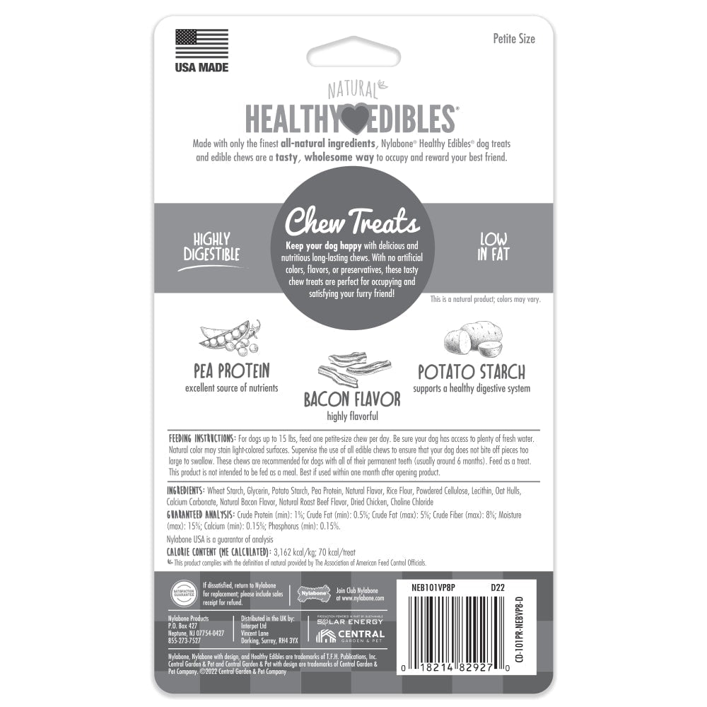 Dog Chews Nylabone Healthy Edibles Bacon Bone Treats 3-Pack