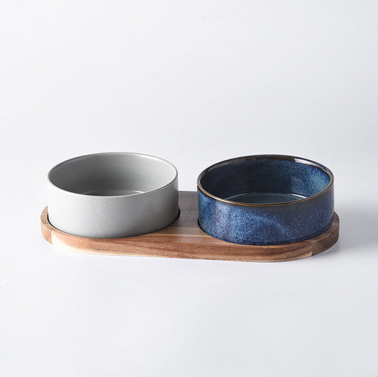 Pet Double Bowl Anti-tumble Drinking Water Rice Basin - Majestic Pet Kingdom