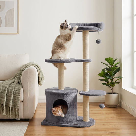 cat-tree-tower-plush-perch-sisal-scratching-plate-condo-unit-luxury-view-2 | Majestic Pet Kingdom