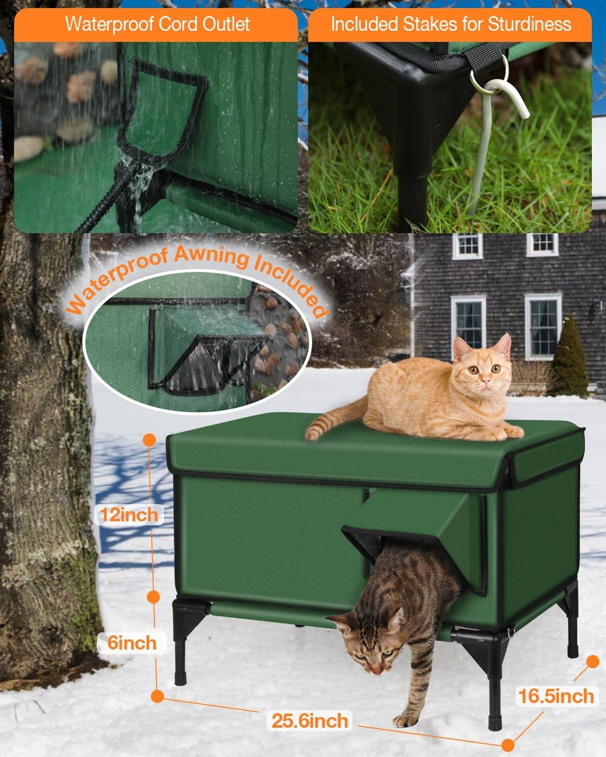 Outdoor Heated Insulated Foldable Cat House