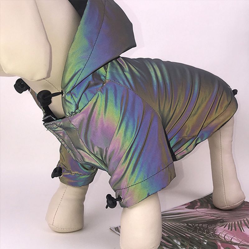 Dog Hoodie Flashing LED Reflective Warm Winter Fleece Jacket Coat - Detail Angle 5 | Majestic Pet Kingdom