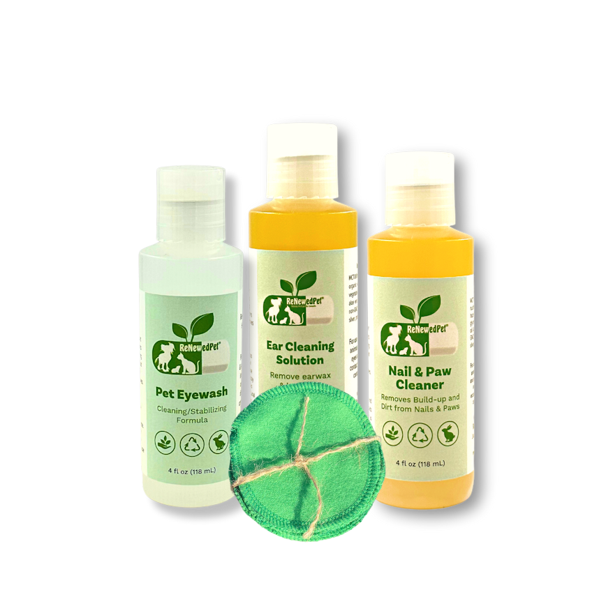 Pet Grooming Kit Natural Ear Eye and Nail Cleaning Set 3-Pac