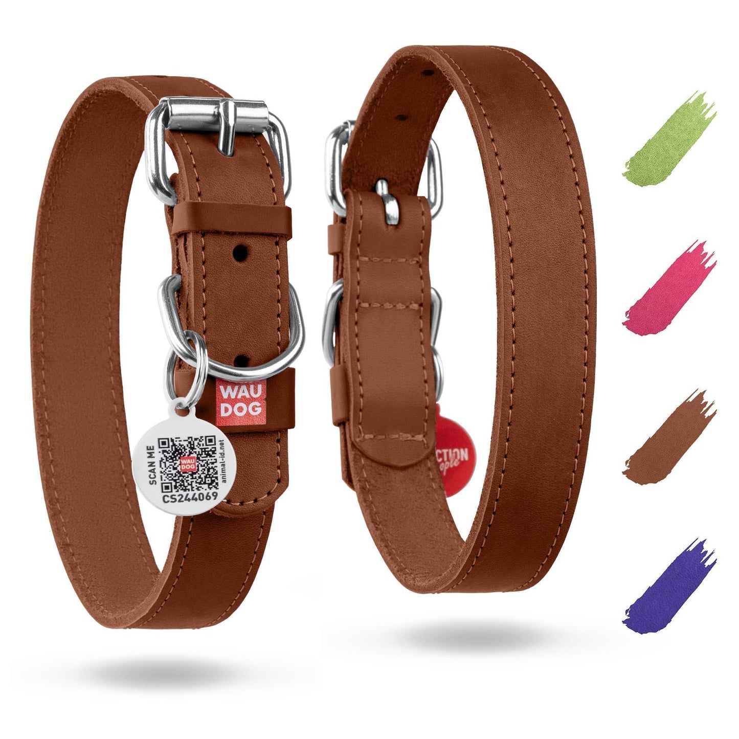Leather Dog Collar Small & Medium Dogs 12 15 in Neck Brown