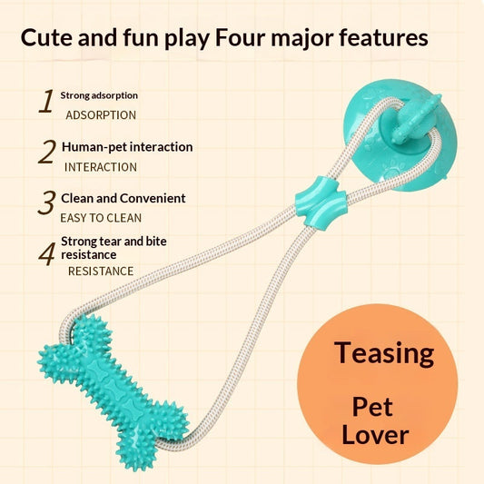 Suction-cup Pull-rope Teething Toy For Interactive Pet Play