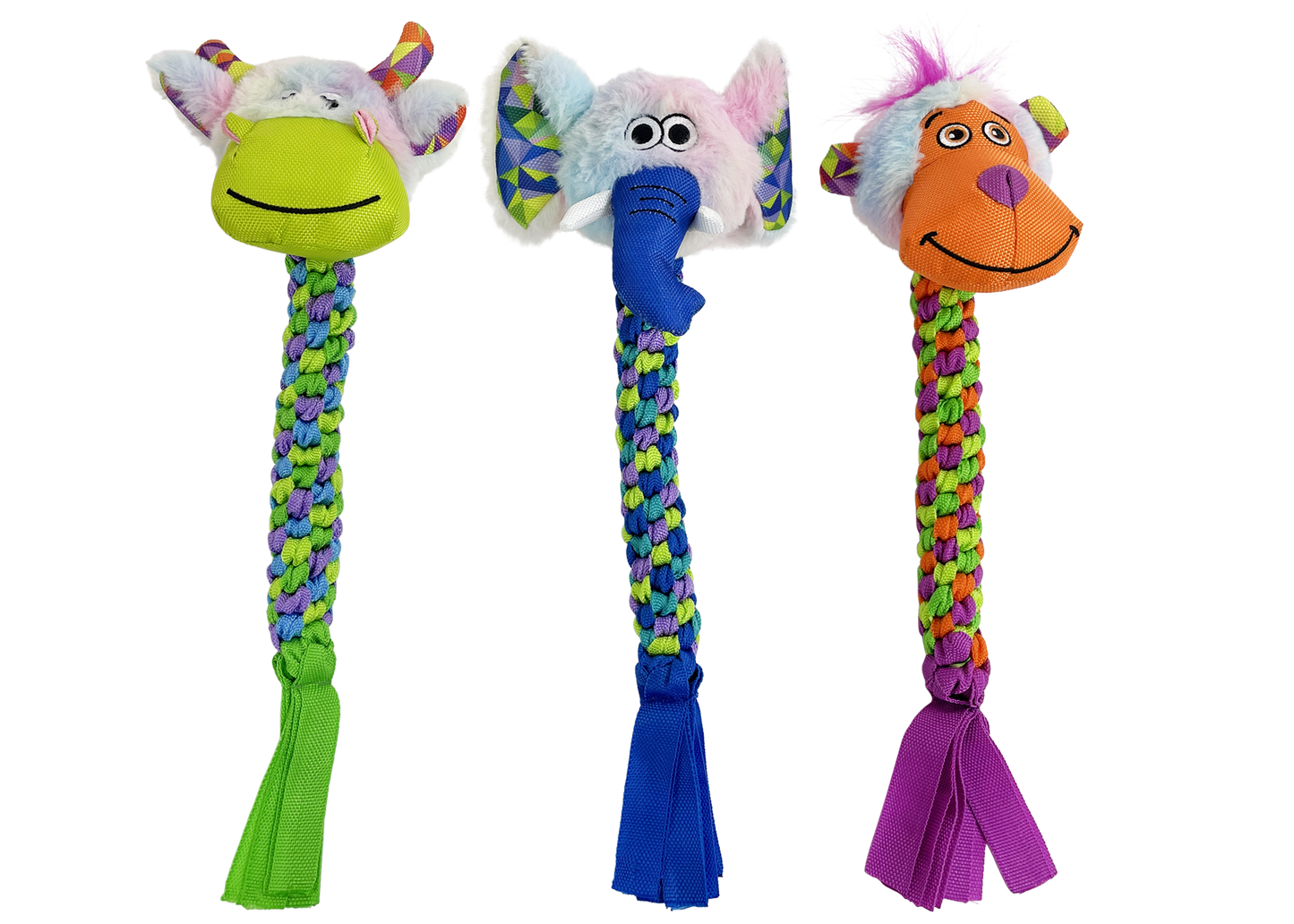 Dog Tug Toy Multipet Braided Rope Animal Squeaky Tug 15-Inch