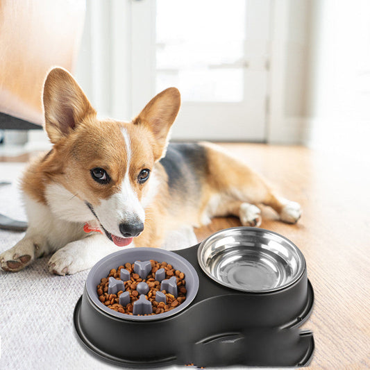Dog Bowl Slow Feeder Removable Stainless Steel Maze Food Dish - Main Feature View | Majestic Pet Kingdom
