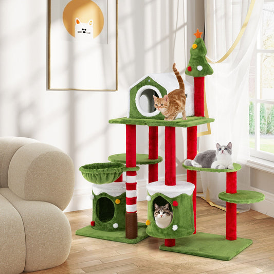 58 Inch Tall Cat Tree Tower Multi-level Pet Climbing and Jumping Tower Furniture with Condos - Majestic Pet Kingdom